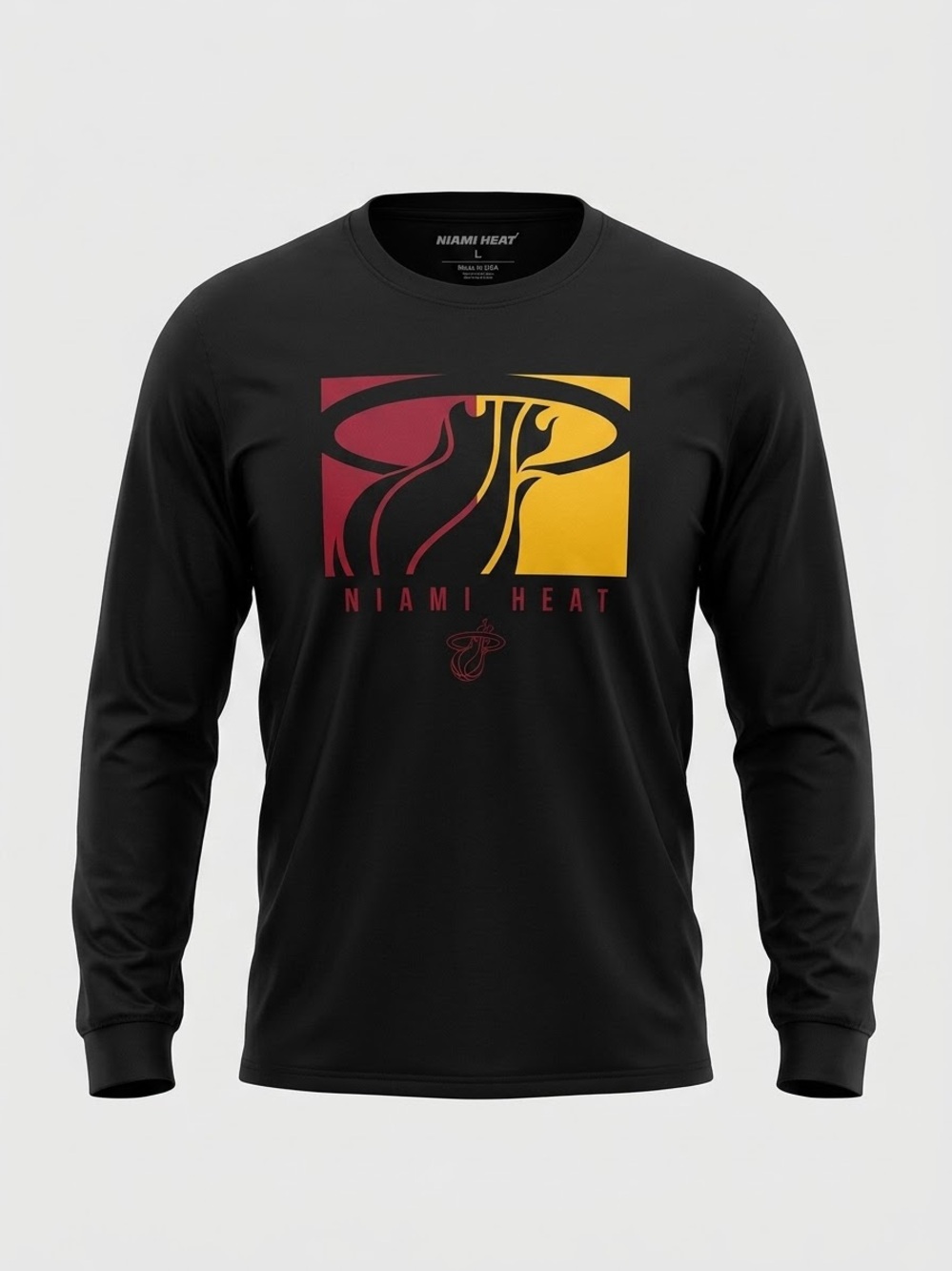 Official NBA Miami Heat Graphic Logo Long Sleeve Shirt - Black, Size Medium